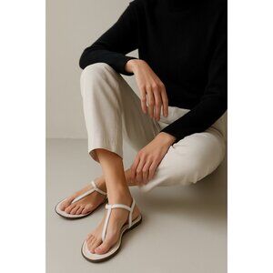 I Magnin Leather Sandals Women’s Size 9M White Minimalist Italian Made Vera Cuoi